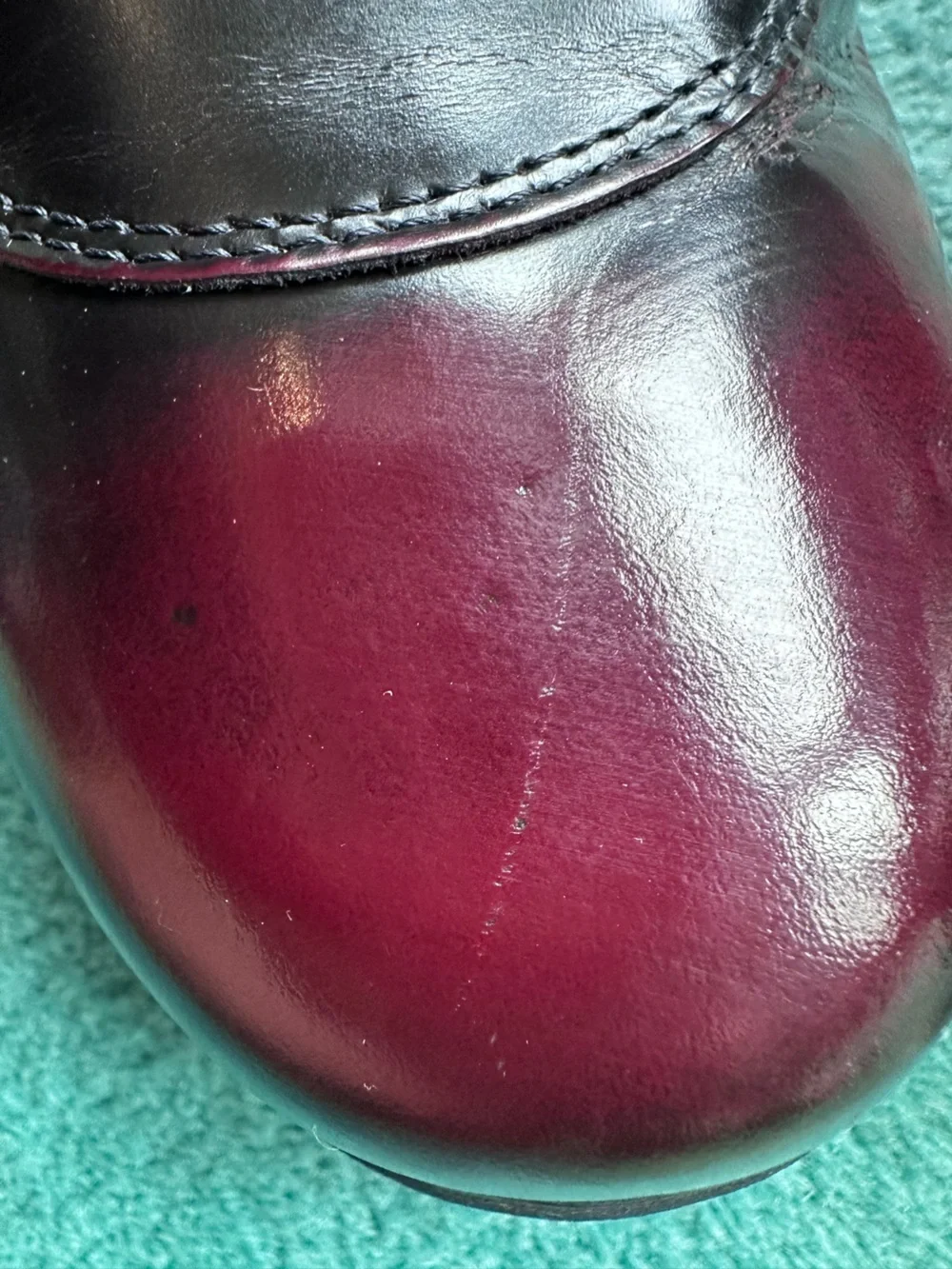 Fluevog VINTAGE EXCELLENT 7th Heaven burgundy rub-off lace-up shoe - men US 11.5